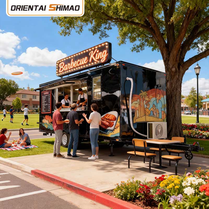 Matvagn Mobilt Kök Kommersiell Restaurangutrustning Catering Elektrisk Mat Trailer Gatubruk Food Truck