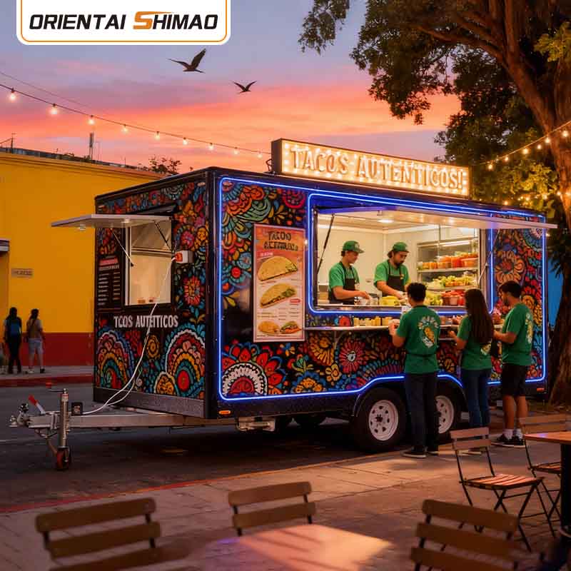 Mobil Catering Trailer Street Food Hot Dog Cart Fullutrustad Food Trailer Food Truck